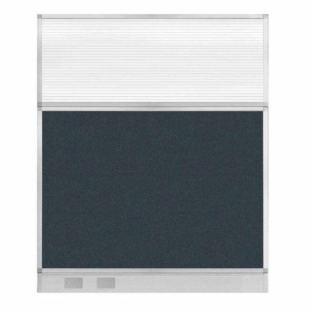 VERSARE Hush Panel Cubicle Partition 5' x 6' W/ Blue Spruce Fabric Clear Fluted Window W/Cable Channel 1812573-1